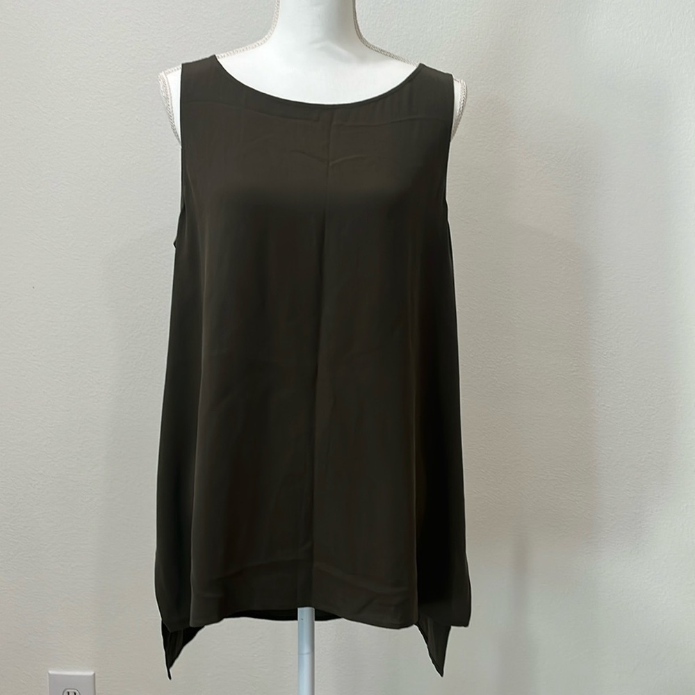 Eileen Fisher NWT Bateau Neck Long Shell Silk Top Sz PL